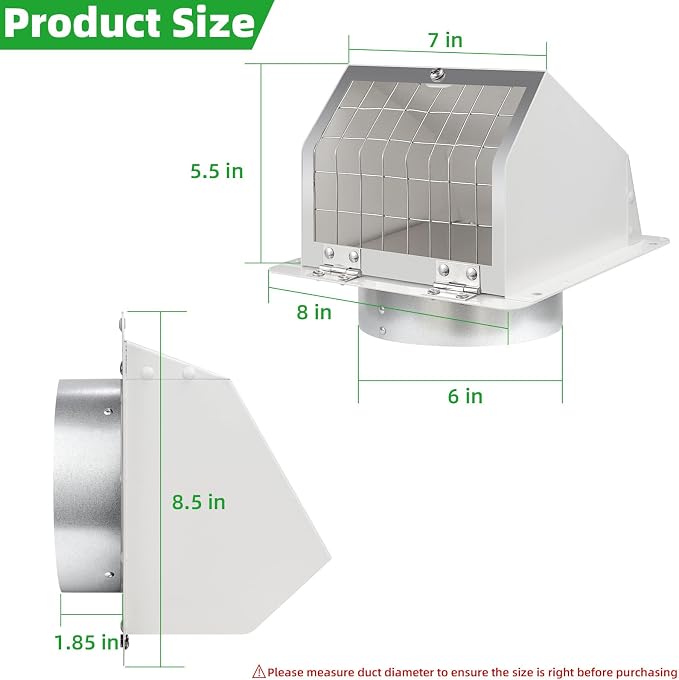 6 inch wall vent Cover Dryer Vent Cover Outside Exhaust Vent Cover Cap - Image 2