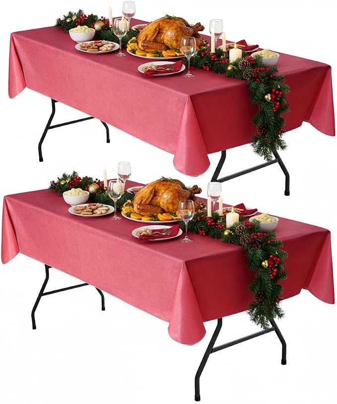 Nasitos 2 Pack Valentine's Day Table Cloth Rectangle 60x84 Inch-Vinyl Red by Nasitoshomedecor