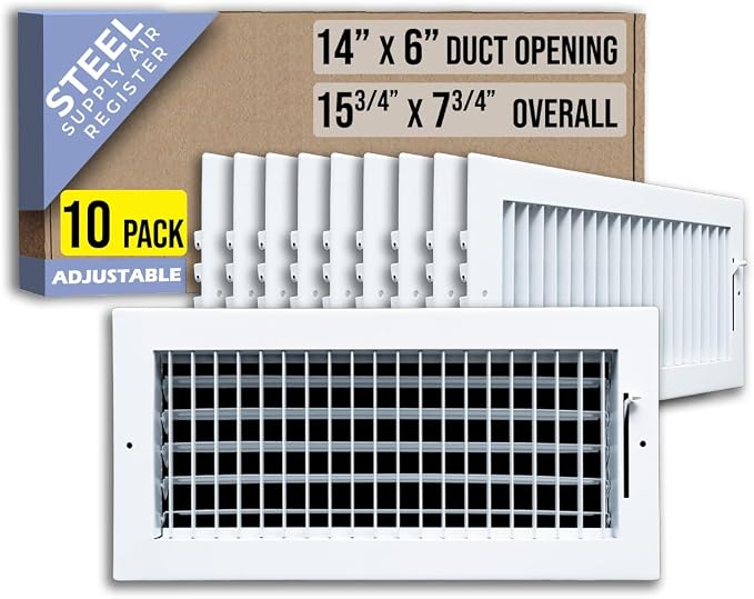 Fits 14x6 Duct Opening Steel Adjustable Air Supply Grille by Handua | Register by Handua