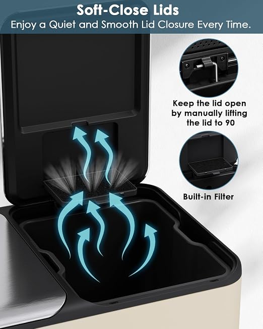 Arlopu 16Gal Dual Trash Can w/2 Built-in Box - Image 5