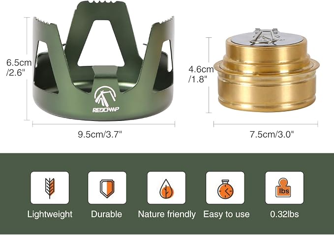 REDCAMP Mini Alcohol Stove for Backpacking, Lightweight Brass Spirit Burner - Image 4