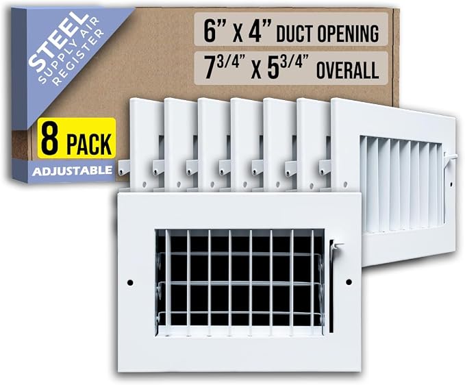 Fits 6x4 Duct Opening Steel Adjustable Air Supply Grille by Handua | Register by Handua
