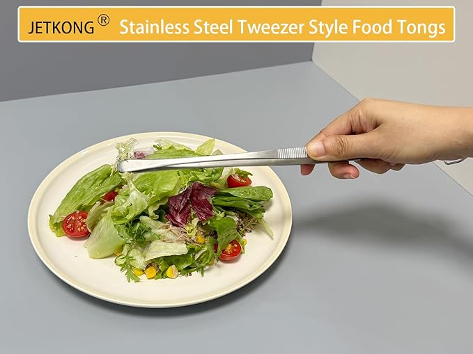Tongs, 3-Piece Stainless Steel Set in 9, 12 and 14 Inch Silver