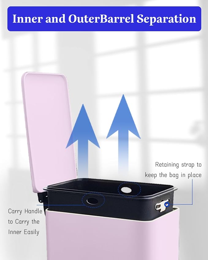 JM.YIPENG 17L Rubbish Bin, Pedal Bin - Image 5