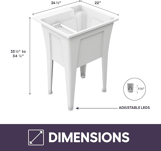 Freestanding Utility Sink with Stainless Steel Gooseneck Faucet - Image 5