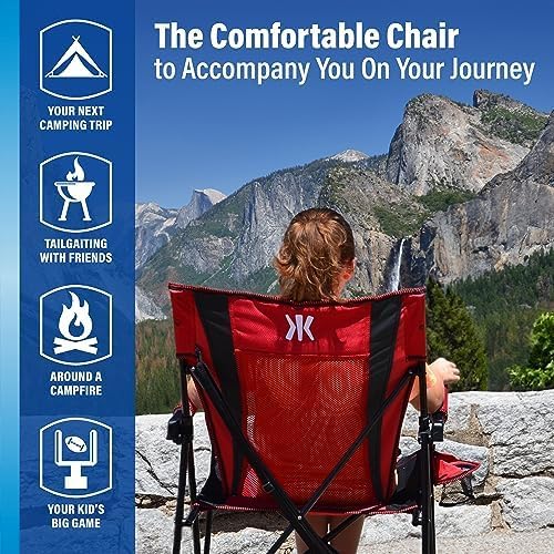 Folding Camp Chair in Cayman Blue Iguana, Diamond Ripstop Polyester, Dual Lock