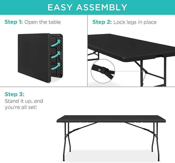 Best Choice Products 6ft Plastic Folding Table, Indoor Outdoor Heavy Duty - Image 7