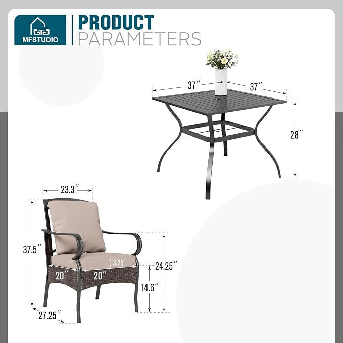 MFSTUDIO 5 Pieces Patio Dining Sets - Image 9