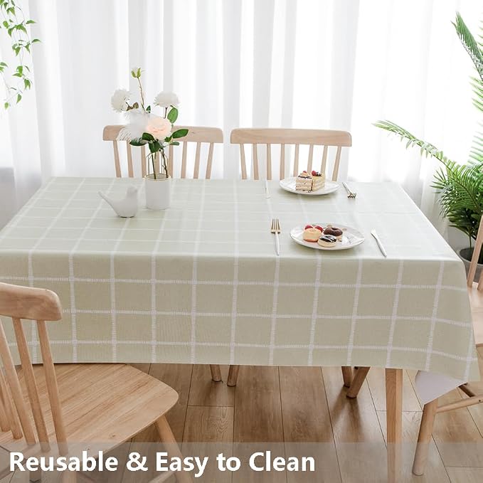 TruDelve Vinyl Tablecloths for Rectangle Tables Sage Green Oilcloth Tablecloth - Image 6