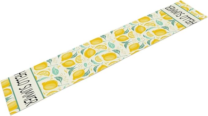 Spring Yellow Lemon Table Runner, Hello Summer Seasonal Exotic Fresh Fruits - Image 7