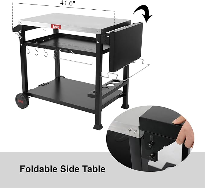 Outdoor Grill Table Cart, Pizza Oven Stand - Image 3