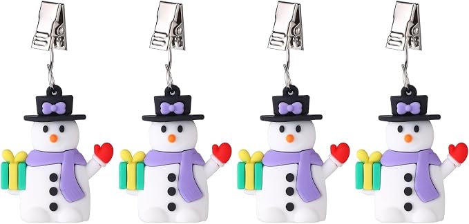 TwoFish Home Set of 4 Xmas Snowman Tablecloth Weight Clamps Decoration Xmas by TwoFishHomeFashionLLC