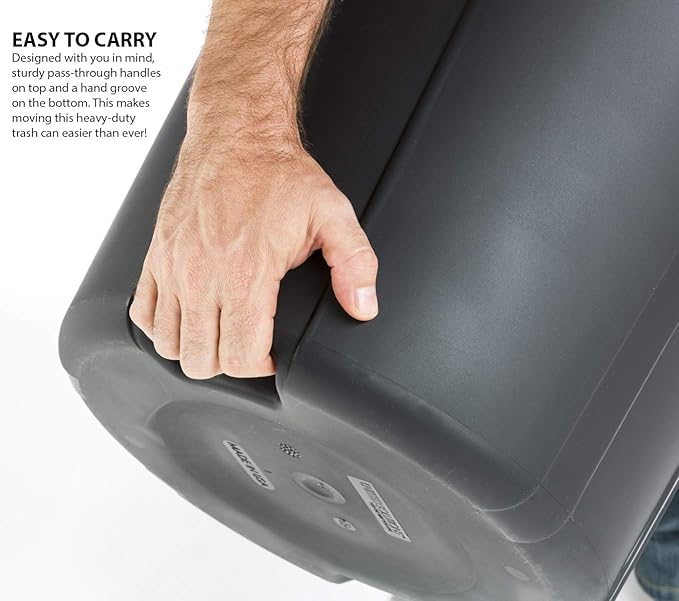 United Solutions 32 Gallon Outdoor Garbage Can, Pass-Through Handles & - Image 4