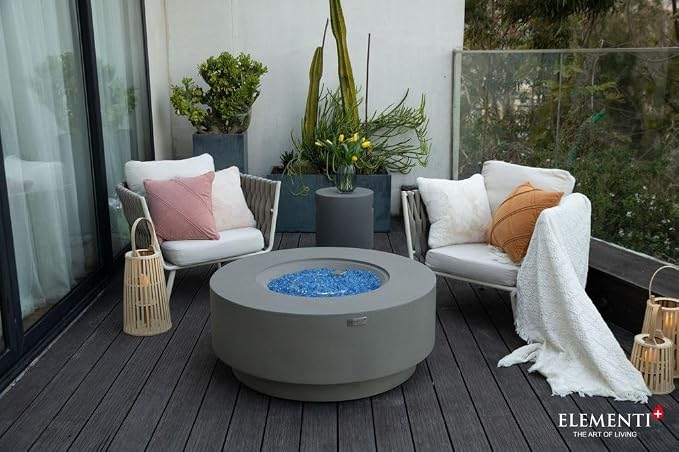 Elementi+ | Bundle Colosseo Gas Fire Pit Cast Concrete 40" Dia. Round Fire Table - Image 7