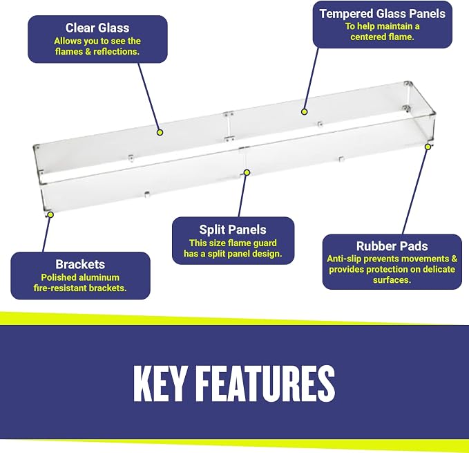 65.5" X 11.5" X 6” Linear Glass Flame Guard - Image 3
