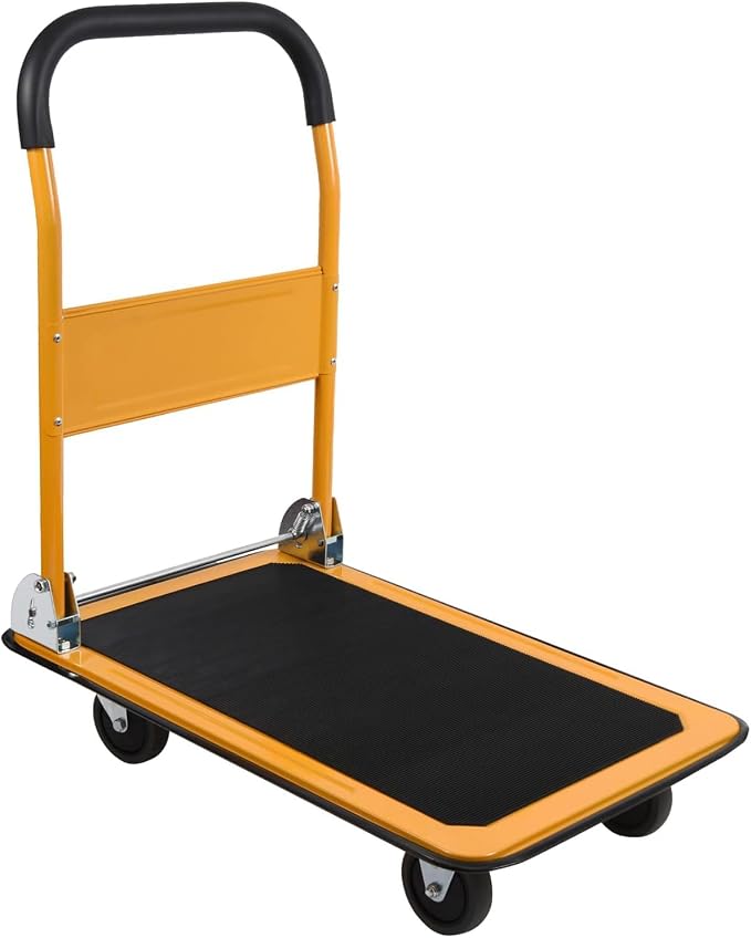 LEADALLWAY Foldable Push Cart Platform Cart 330lbs Capacity 4 Wheels - Image 2
