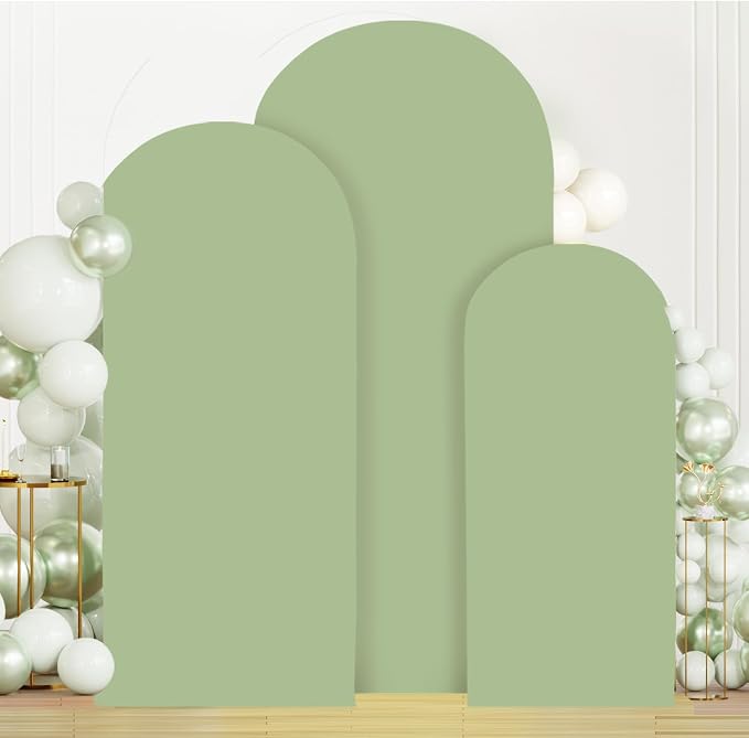 MODFUNS Set of 3 Arch Cover Sage Green Spandex Arch Cover Fitted Wedding Arch by MODFUNS