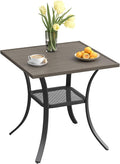VICLLAX Patio Dining Table, Square Table Metal Outdoor Bistro Table by HOME