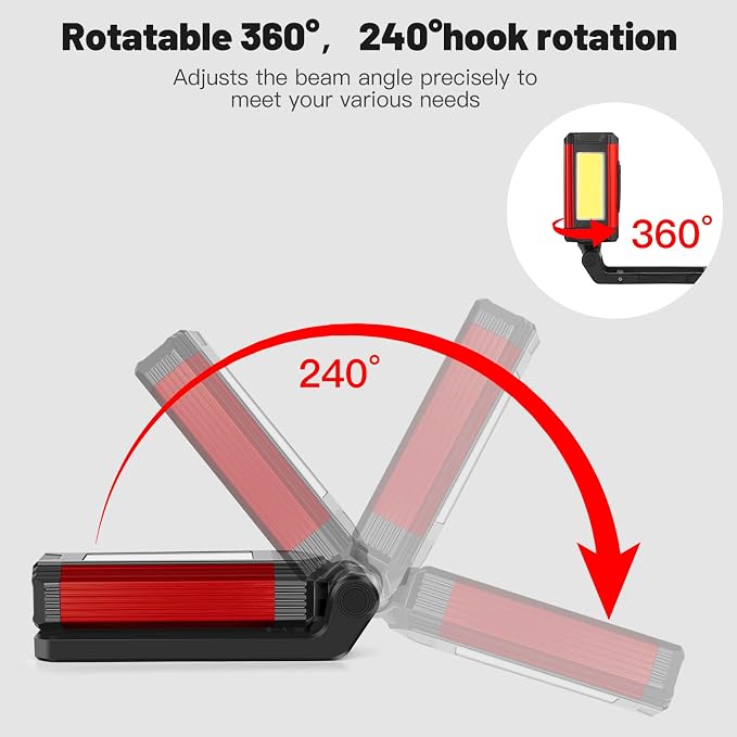 YiaMia Rechargeable LED Magnetic Work Light 2 Pack, Portable Tool Gifts - Image 5