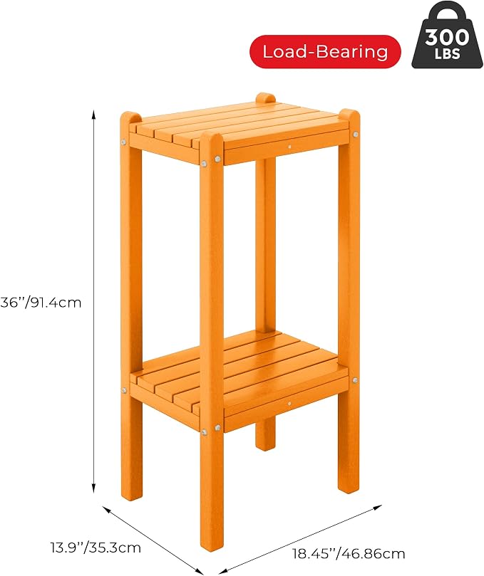 Costaelm Outdoor Side Table, 2-Tier Small Patio Coffee Tables - Image 2