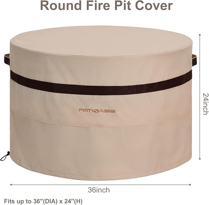 Round Fire Pit Cover 36 inch Heavy Duty Waterproof Patio Gas Fire Pit Table - Image 3