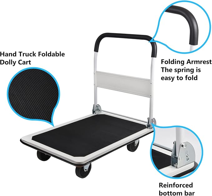 LEADALLWAY Platform Truck Large Size 880lbs Heavy Duty Foldable Push Cart - Image 4