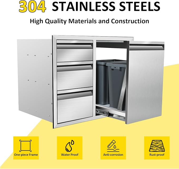 Outdoor Kitchen Door Drawer Combo Cabinet 28" W x 22" H x 19.5" D Stainless - Image 3