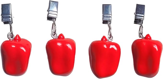 TwoFish Home Set of 4 Red Pimiento Resin Tablecloth Weights Clips Red Pimiento - Image 3