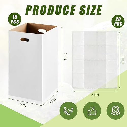 10 Pack 30 Gallon Recycling Bins Cardboard Trash Cans Disposable and Reusable - Image 2