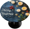 Merry Christmas Candle Star Round Table Cloth Cover, Elastic Edge Waterproof by ModaQua