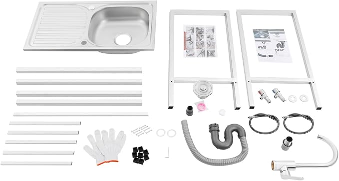 Portable Outdoor Utility Sink, Free Standing Single Bowl Kitchen Sink - Image 9