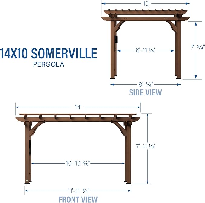 Backyard Discovery Somerville 14 x 10 Walnut All Cedar Pergola, Quality - Image 3