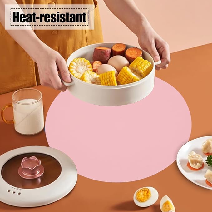 Round Faux Leather Placemats Set of 6, Reversible PU Placemat - Image 5