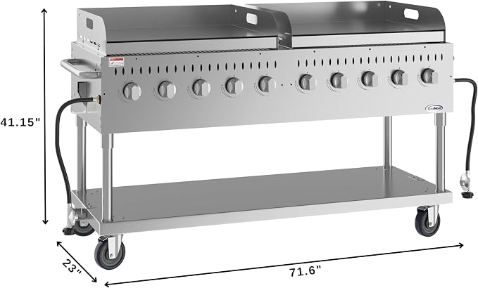 72 in. 10-Burner Commercial Outdoor Propane Gas Grill - Image 3