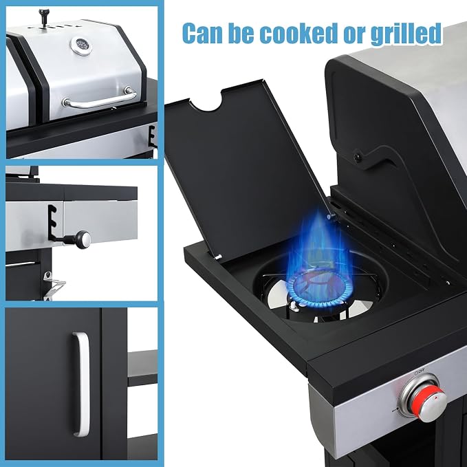 Gas and Charcoal Combo Grill, 37230 BTU 2-in-1 Outdoor BBQ, Dual Zone Cooking - Image 6