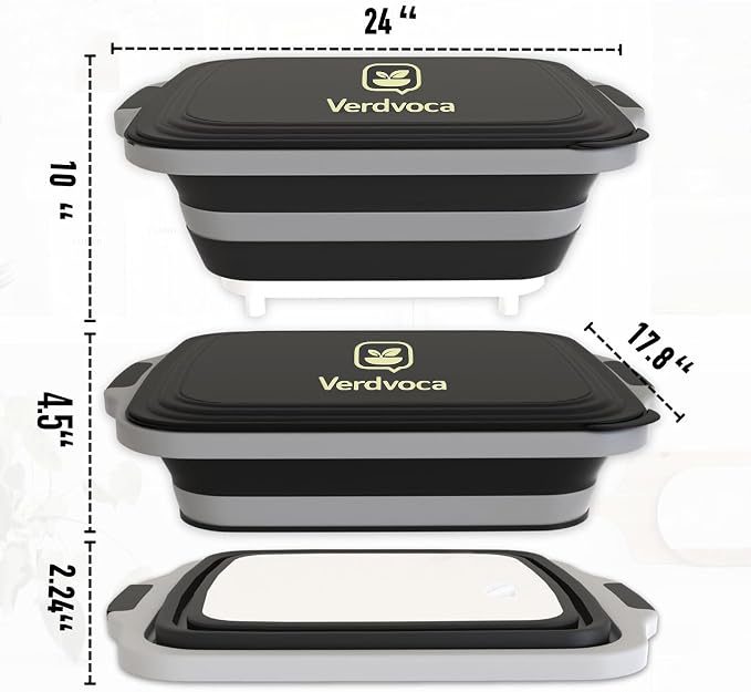 30L Orange & 16L Black Collapsible BBQ Prep Tub - Image 3