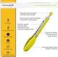 Tongs, 9-Inch Food-Grade Silicone and Stainless Steel BBQ Tongs, 3-Pack, Yellow
