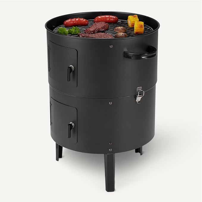 Amazon Basics 16 inch Vertical Charcoal Outdoor Smoker, BBQ Grill, Adjustable - Image 3