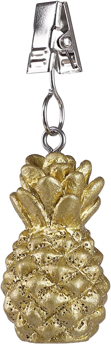 TwoFish Home Set of 4 Golden Pineapple Resin Tablecloth Clamps Golden Pineapple - Image 5