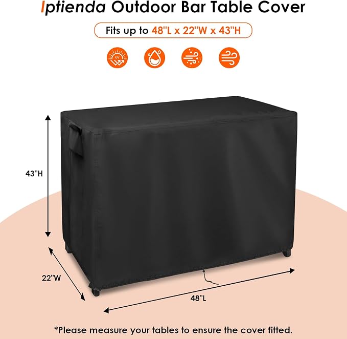 Outdoor Table Cover for Tribesigns Rattan Home Bar, 48inch Bar Table Cover - Image 2