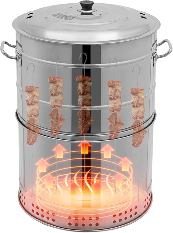 Stainless Steel Smokeless Barbecue Surround Charcoal Grill, 50 Kabob Skewer - Image 2