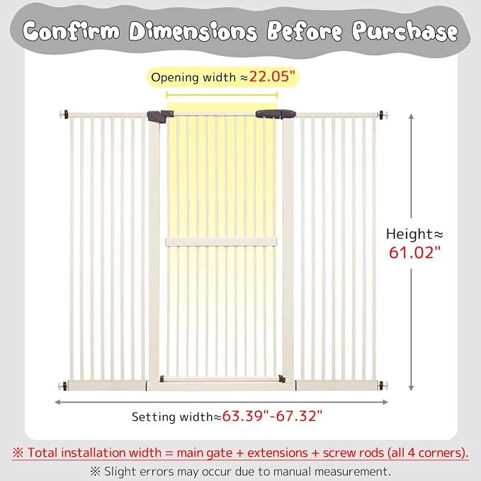 Lumizone Extra Tall Cat Gate 61.02" High Pressure Mounted Extra Wide - Image 2