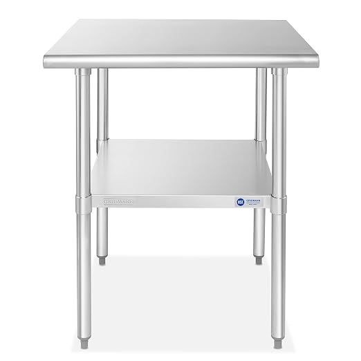 GRIDMANN Stainless Steel Work Table 30 x 30 Inches, NSF Commercial Kitchen Prep - Image 3