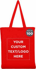 DISCOUNT PROMOS Custom Cotton Canvas Tote Bags Set of 100, Personalized Bulk by DISCOUNTPROMOS