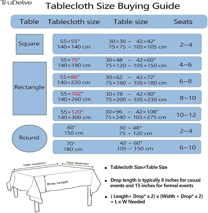 TruDelve 120 Inch Extra Long Tablecloth Blue and White Striped Tablecloths - Image 7