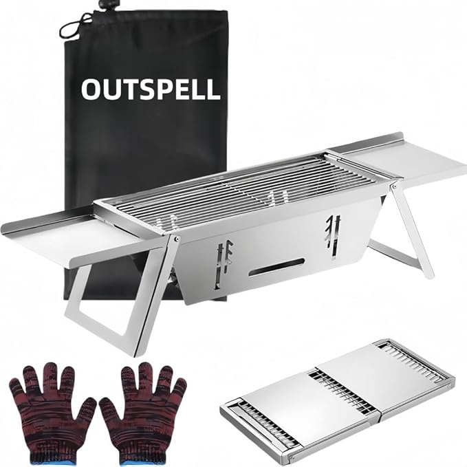 small portable charcoal grill: mini foldable tabletop grills by Outspell