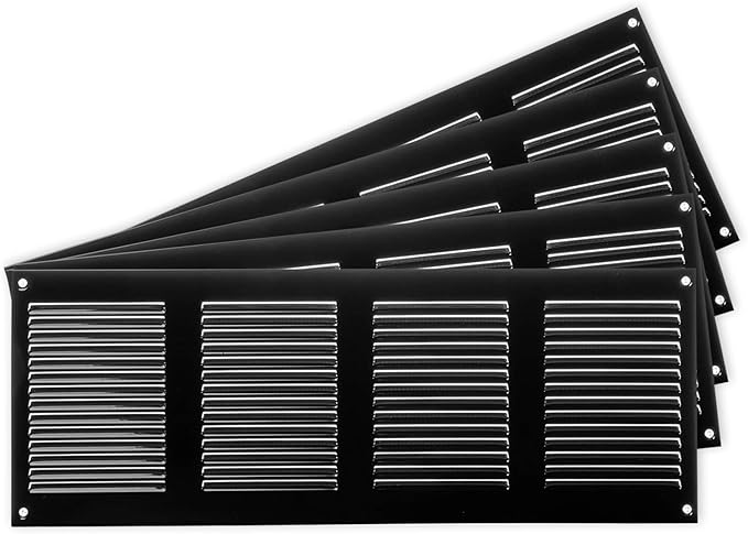Repa Market 5-Pack Air Vent Cover 16x6 Inch Black Galvanized Steel Louvered by RepaMarket