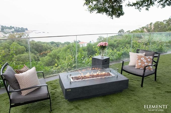 Elementi | Bundle Hampton Gas Fire Pit Cast Concrete 56" Rectangular Fire Table - Image 7