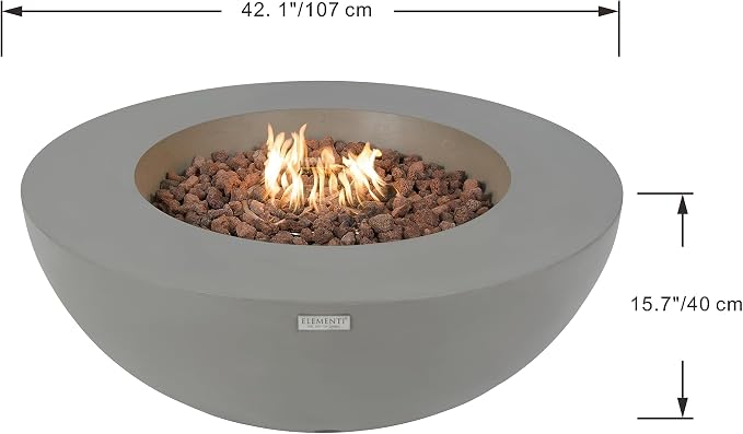 Elementi | Bundle Lunar Gas Fire Pit Cast Concrete 42" Round Fire Table - Image 2