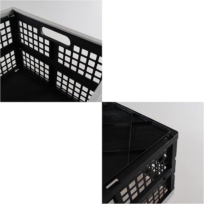 3-Pack 42 L Plastic Storage Collapsible Crate, Folding Plastic Stackable - Image 3